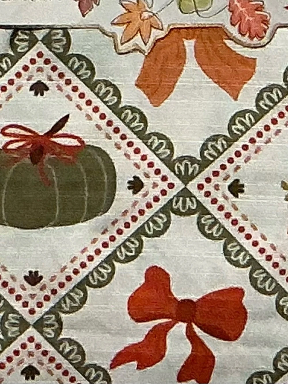 Patchwork Harvest Fall Shower Curtain - Pumpkin & Leaf Pattern